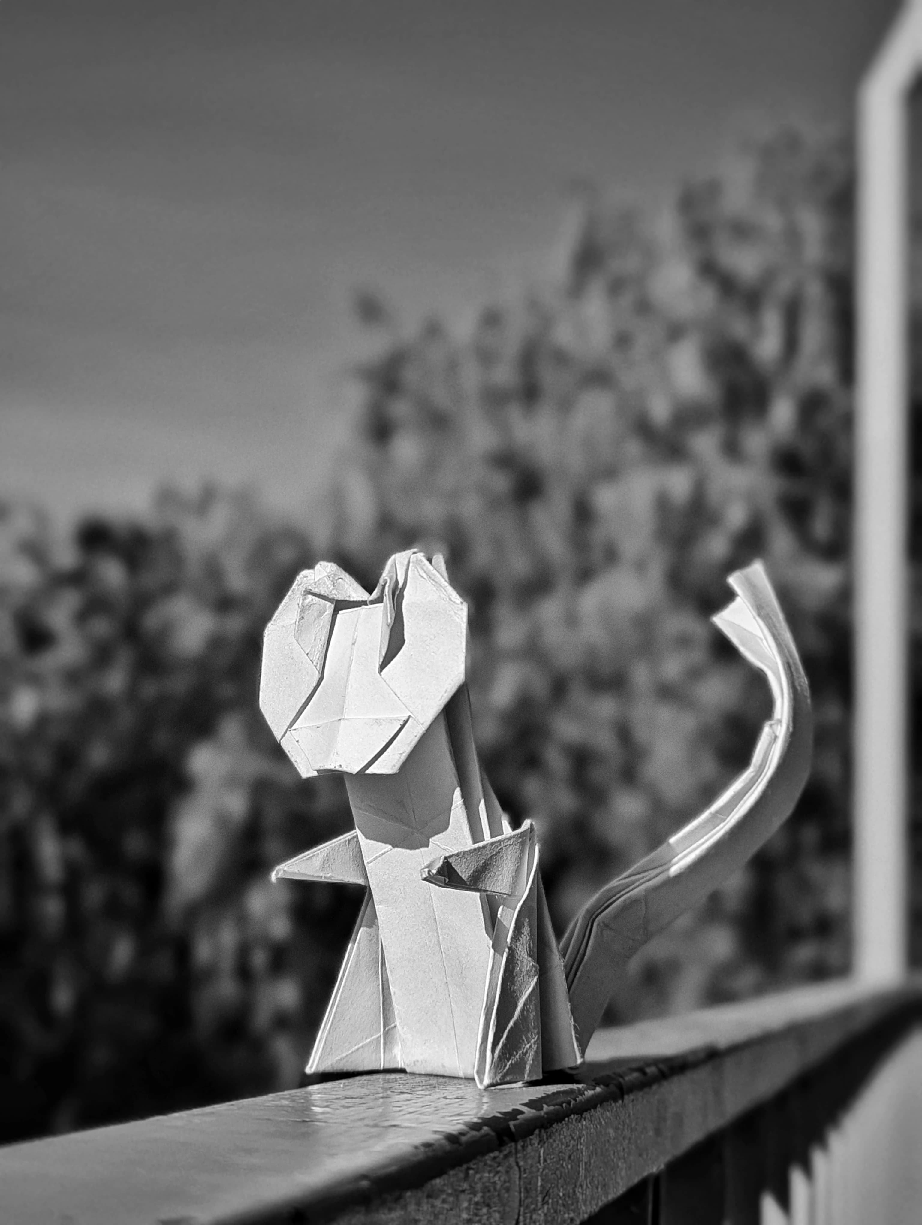 Mono: figura de papel, fotografiada de frente
